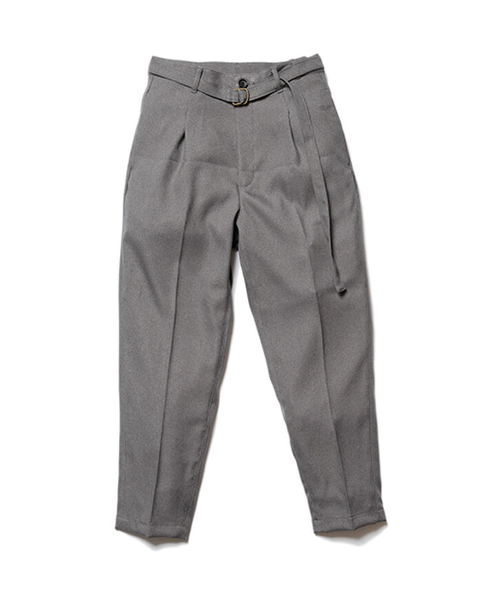 M-19101  / RETRO POLYESTER TWILL / BELTED WIDE TAPERED PANTS,BROWN, medium image number 2