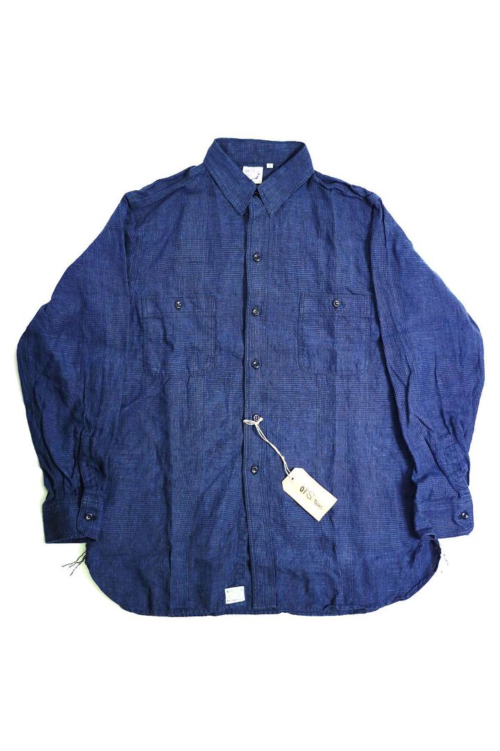 01-8068 INDIGO LINEN WORK SHIRT (101 INDIGO CHECK),, medium
