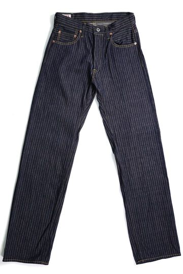 ONI022-HJS Drop-Needle Stitching Jacquard Striped Denim Relax Straght-One Wash-38,, small image number 7