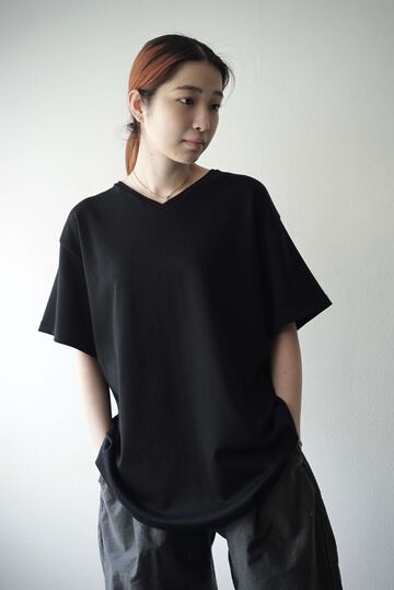 CAP708CS34 Super Soft Cotton / V_Neck Tee (BLACK),BLACK, small image number 5