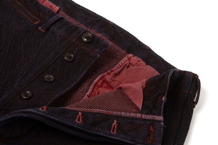 【Pre-Order】1942 13oz Bengara-dyed Sashiko Pants Regular Straight,RED, medium image number 2