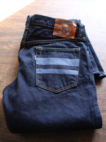 DE004 denimio collab. original cobalt blue selvedge 14oz  slim tapered,, small image number 8