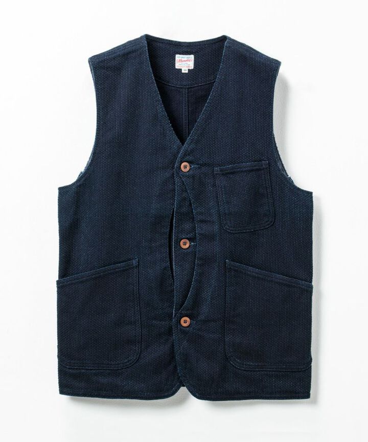 04-062 SASHIKO HUNTING VEST-INDIGO-36,INDIGO, medium image number 0