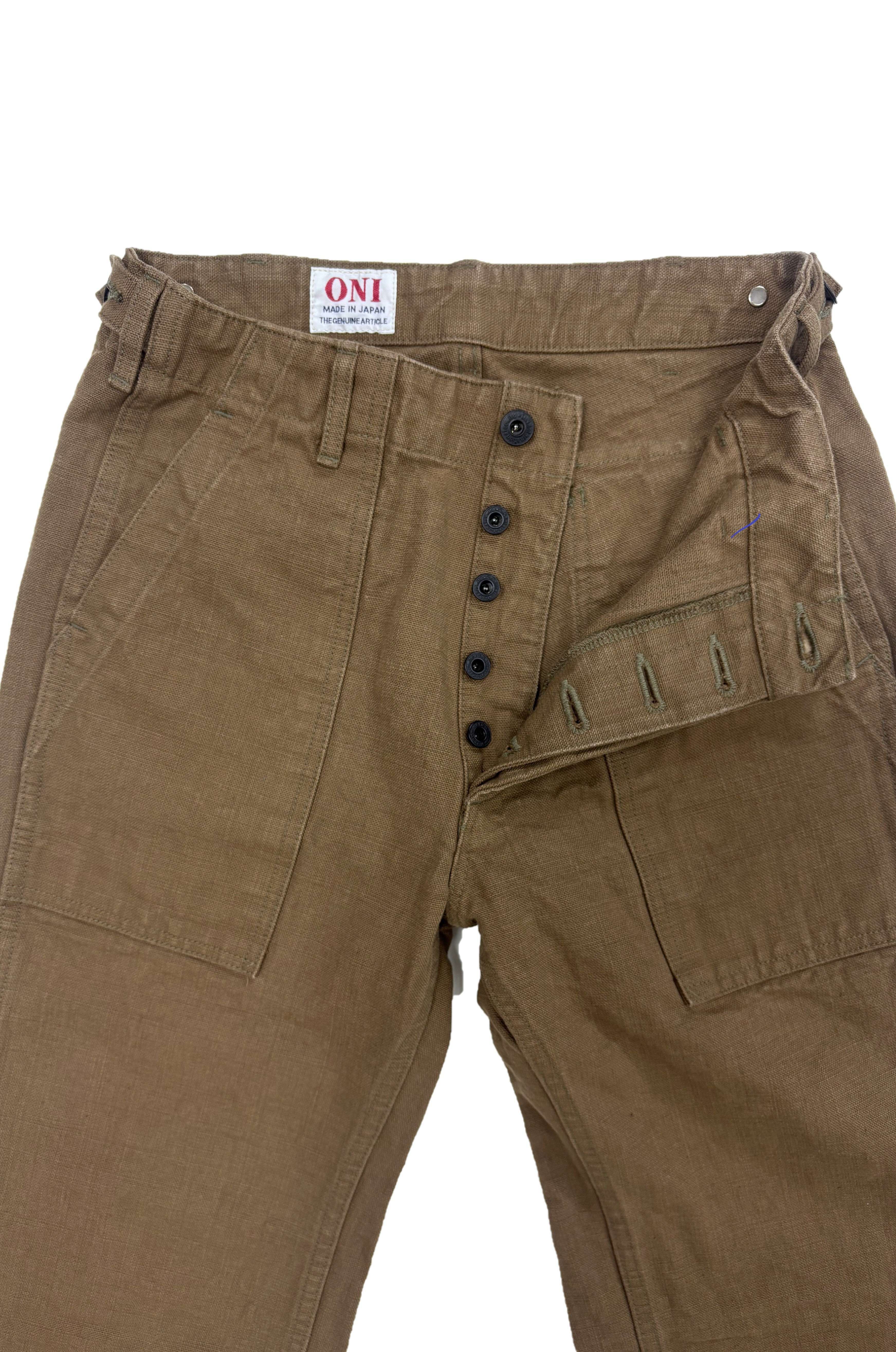 DENIMIO | ONI207-HOX-BRK 13oz Sulfur dye Heavy Oxford Brown Khaki