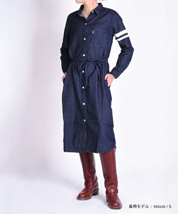 MZOP0104 8 ounces Going to Battle Label denim dress,, small image number 9
