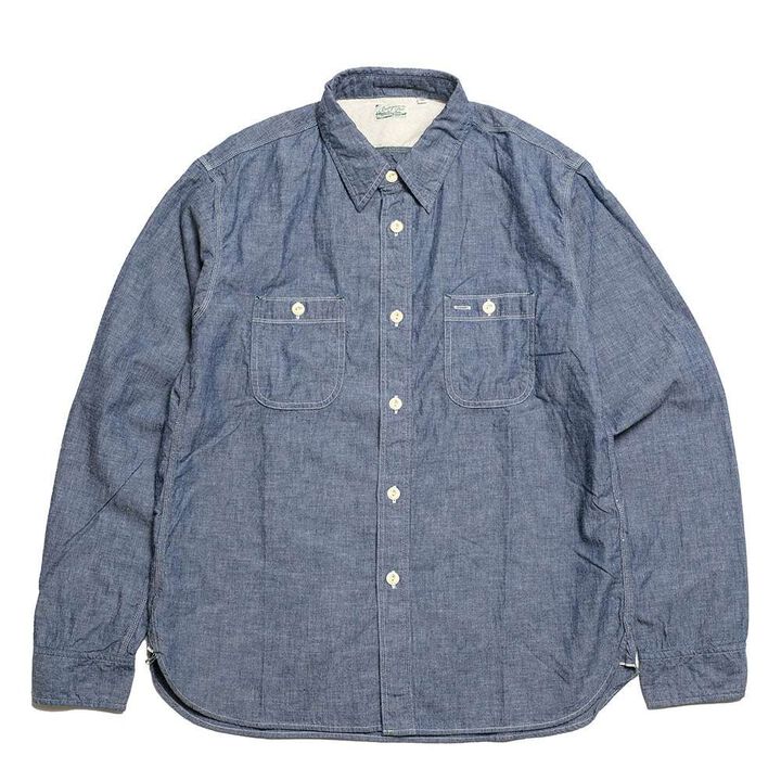 HBP-300CH Chambray Work Shirt (Indigo,Red,Off white),, medium