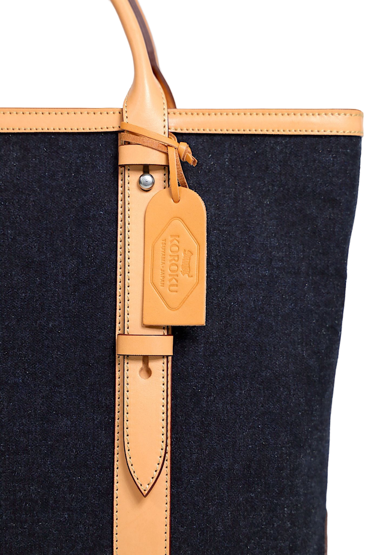 K-7 Tote Bag, Adjustable Shoulder Type-DENIM x Vegetable Tanned Leather,, medium image number 3
