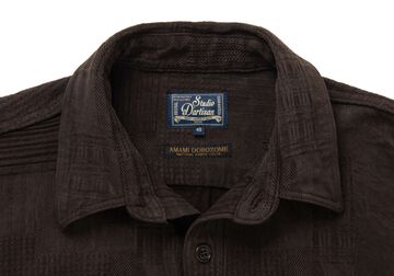 5717 Amami Mud Dyed Jacquard Shirts,BROWN, small image number 4