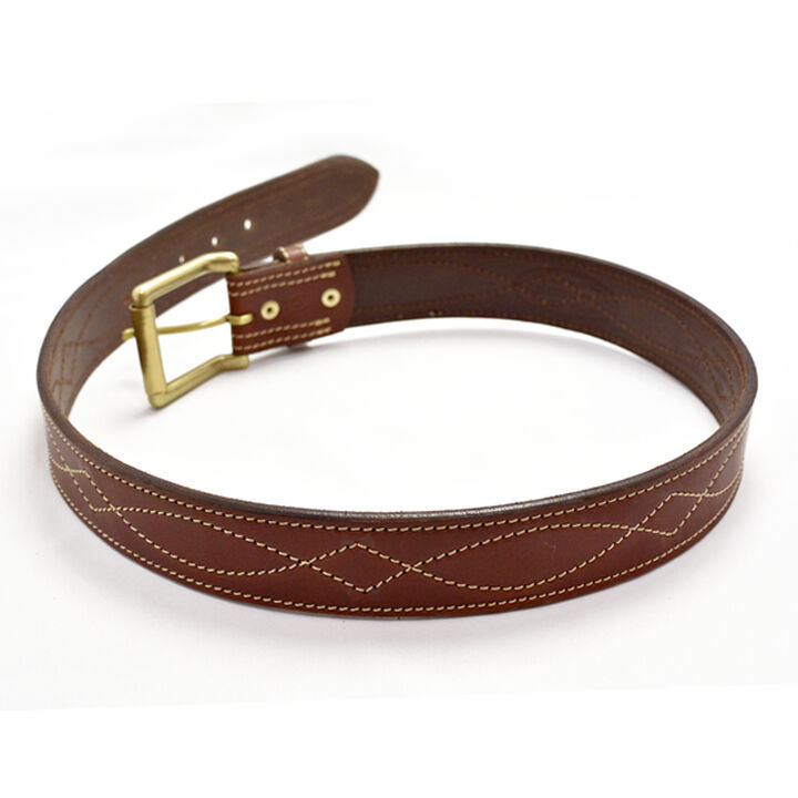 OGB40030AB Tochigi leather leather men's belt 40mm width Western stitch belt,BLACK, medium image number 5