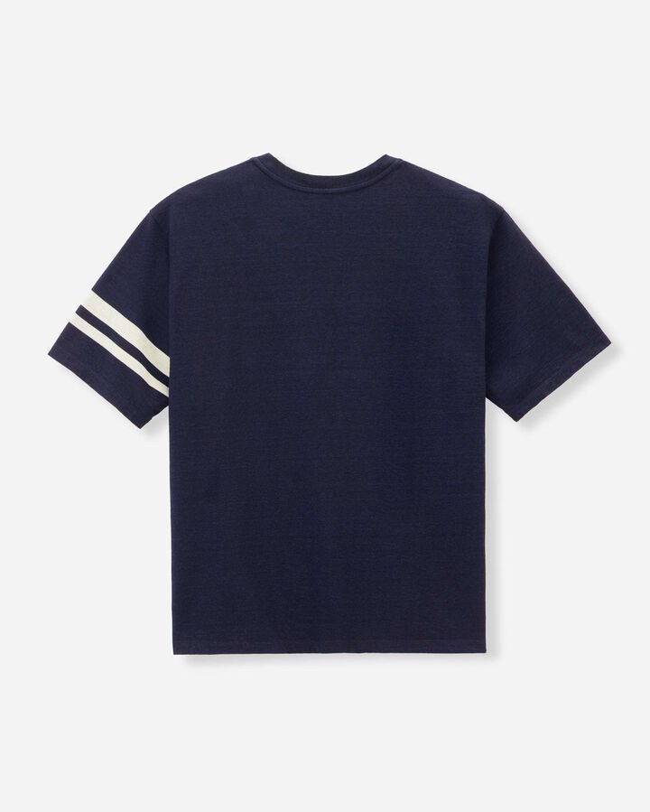 MXTS6002 YARN DYED SHORT SLEEVE T-SHIRT DISCHARGE PRINT,INDIGO, medium image number 4