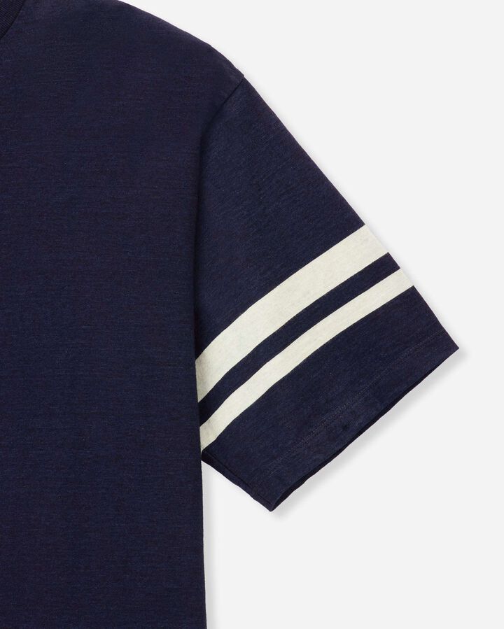 MXTS6002 YARN DYED SHORT SLEEVE T-SHIRT DISCHARGE PRINT,INDIGO, medium image number 6