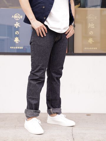 GZ-16SLST-Z01 16oz  Drop needle Herringbone ZIP jeans Slim straight(One washed)-One Washed-31,, small image number 1