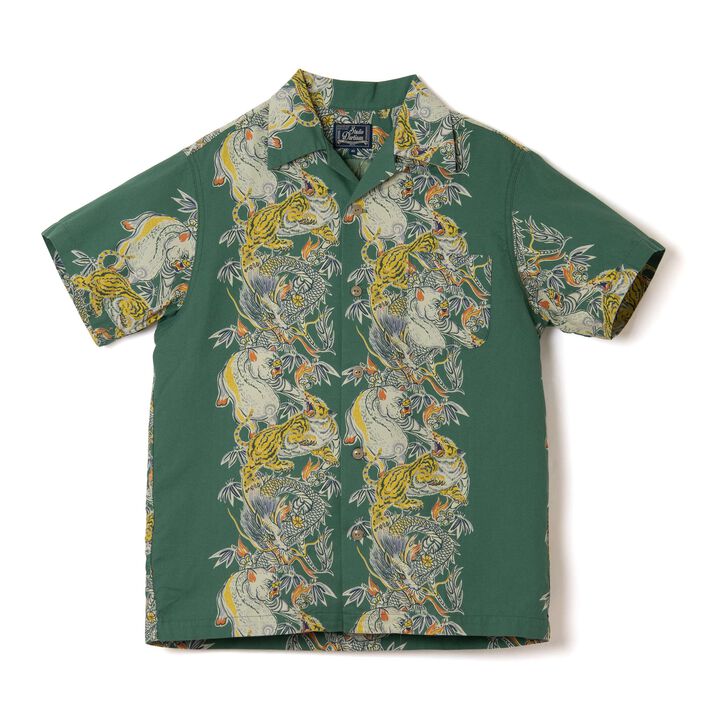 5721 Tornado Pig Aloha Shirt,GREEN, medium image number 0