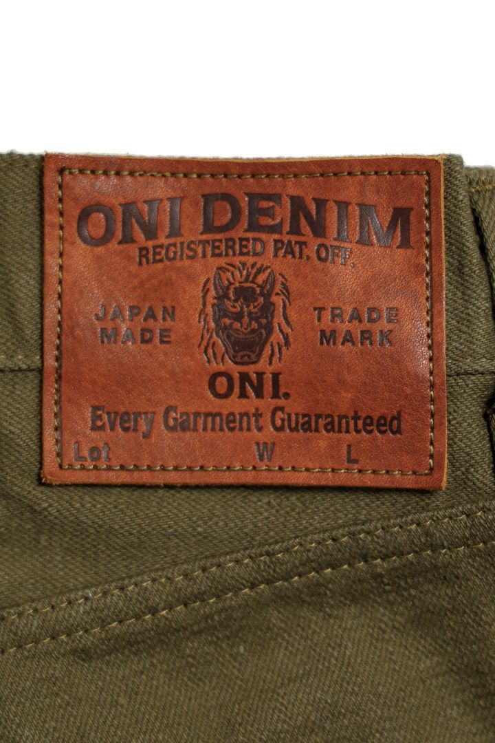 ONI246-OLOL 12oz weft and warp sulfur dyed olive Denim Neat Straight,, medium image number 1