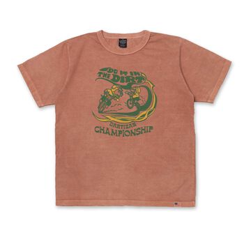 8163A Pigment Dyed Print T-shirts,ORANGE, small image number 0