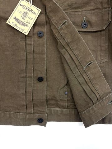 ONI01507L-HOX-OLB 13oz Sulfur dye Heavy Oxford Olive Brown TypeⅠJacket,, small image number 3