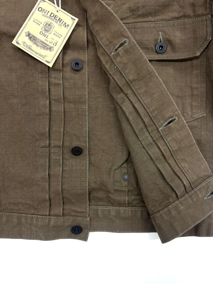 ONI01507L-HOX-OLB 13oz Sulfur dye Heavy Oxford Olive Brown TypeⅠJacket,, medium image number 3