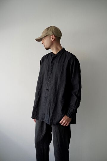241SH08 ND-Linen Poplin / Granpa Shirts,LOGWOOD BLACK, small image number 1