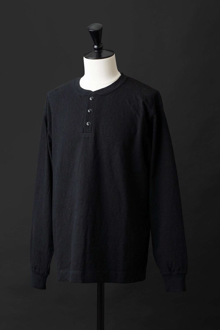 MTE014 (61) LONG SLEEVE HENRY NECK T-SHIRT,BLACK, medium image number 4