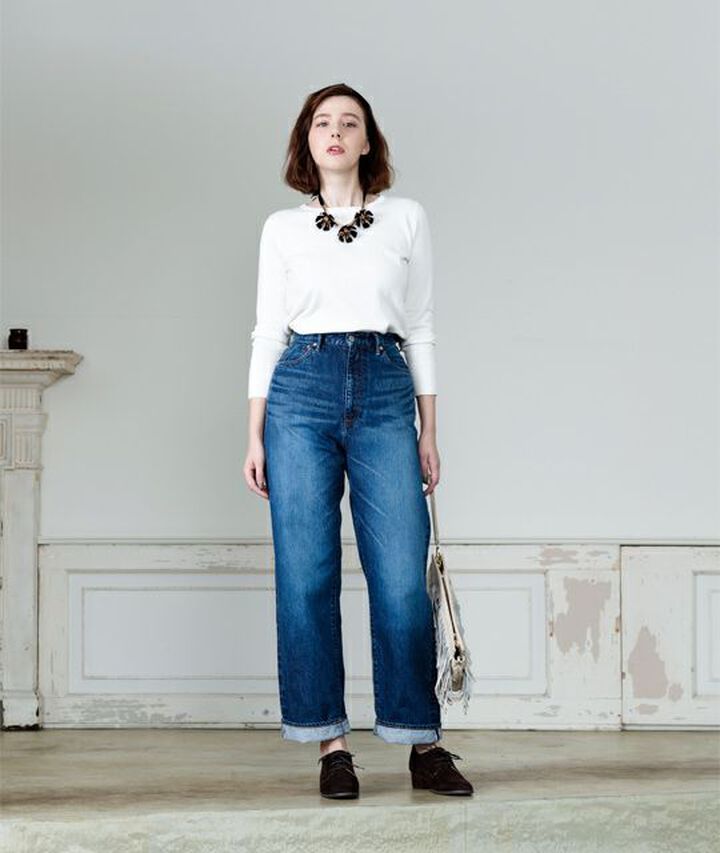 UP127305 High Waist Straight Bardot / 12oz Selvedge Denim,, medium