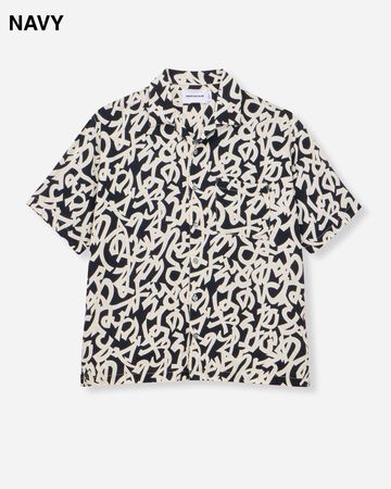 MXSS6000 RAYON SHORT SLEEVE SHIRT (NAVY),NAVY, small image number 0