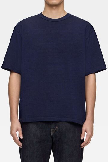 MMTS6009 YARN DYED SHORT SLEEVE T-SHIRT ALPHABET (BACK),INDIGO, small image number 0