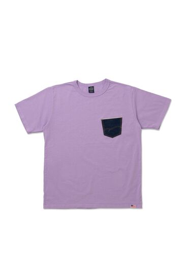 8214A Denim Pocket T-shirts (back print),PURPLE, small image number 0