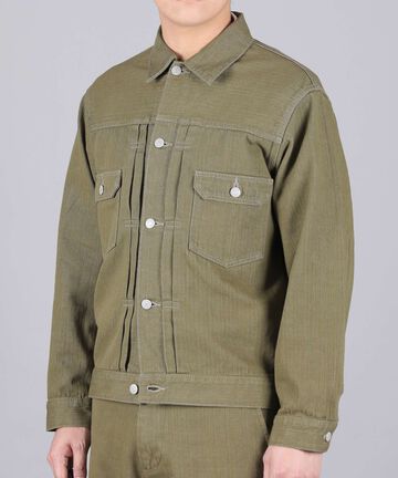 MXGJ1003 10.5oz selvedge green denim jacket,OLIVE, small image number 3
