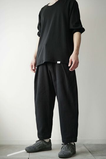 233PT20 Ancient Dyed Sashiko / W-Tuck Pants,LOGWOOD BLACK, small image number 1