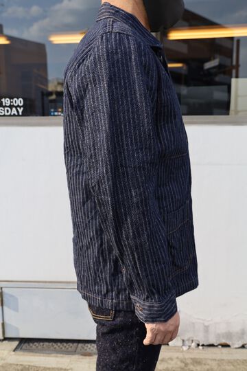 ONI03101-HJS Drop-Needle Stitching Jacquard Striped Denim Coverall-One Wash-44,, small image number 9