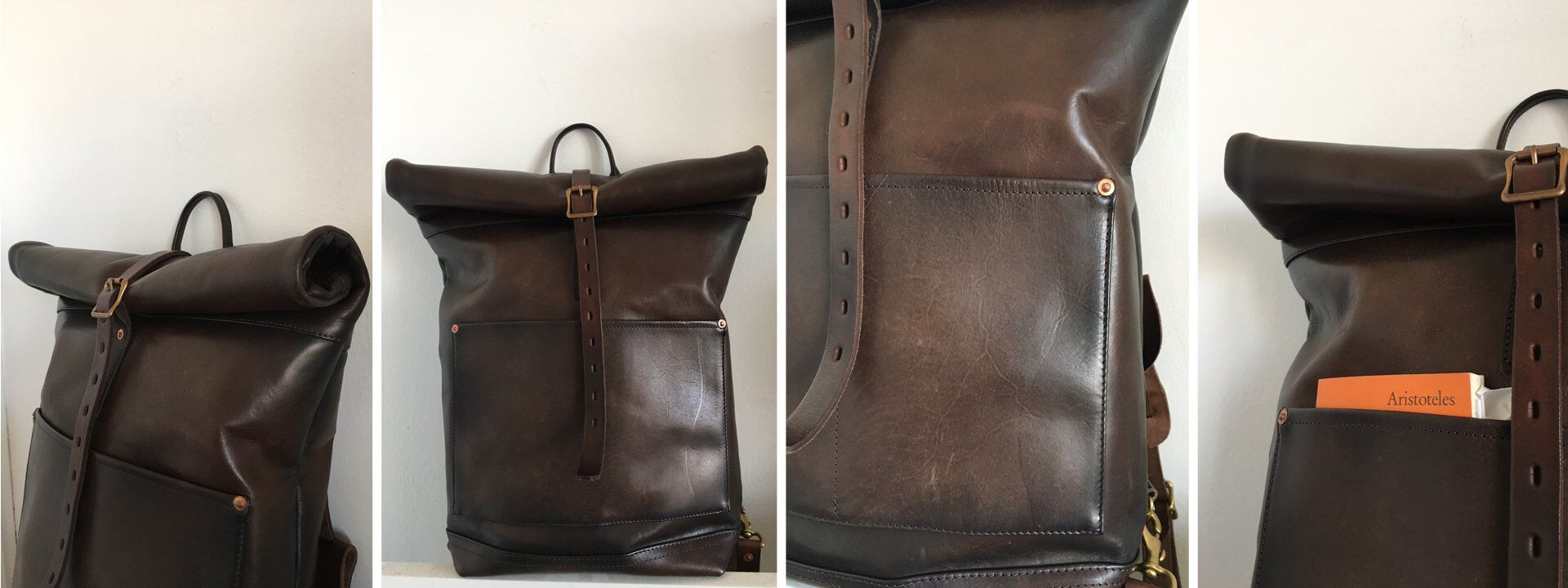 vasco / LEATHER ROLL TOP RUCKSACK