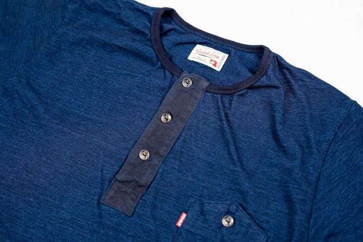 GZ-IDTH-25 Indigo Henry Neck T-shirt,INDIGO, medium image number 3