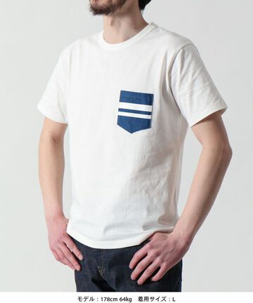 MZTS0003 ZIMBABWE COTTON DENIMPOCKET S/S T-SHIRTS,WHITE, small image number 4