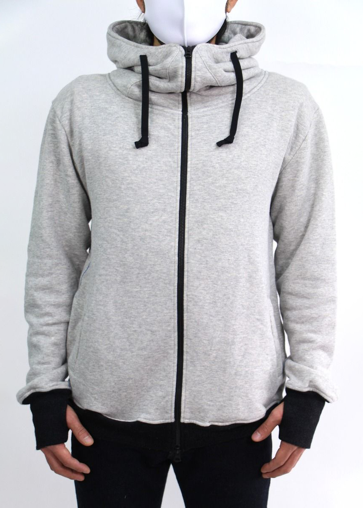 ZU2005O Loop wheeled Tsuri-ami grey "ZUIEN" hoodie,, medium