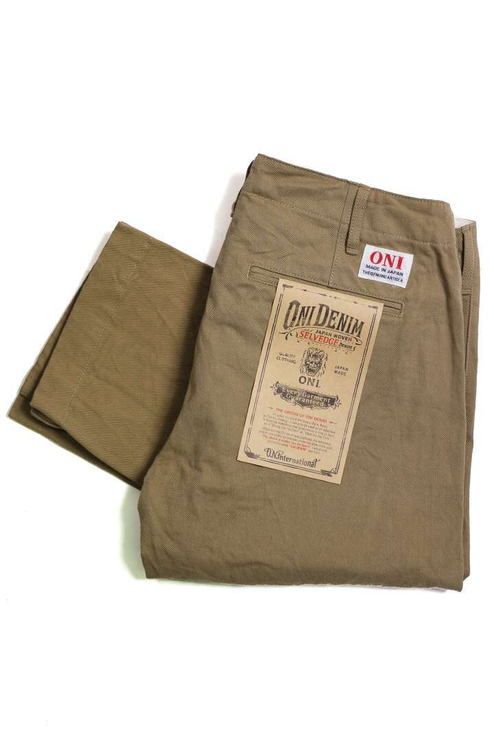 ONI737-SVC  9.5oz Selvedge Chino Trousers,KHAKI BEIGE, medium image number 1