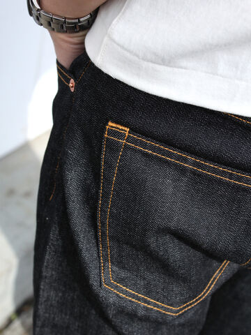 FOB Factory F1138 Stretch Tapered Slim Selvedge 12.5oz (BLACK),, small image number 7