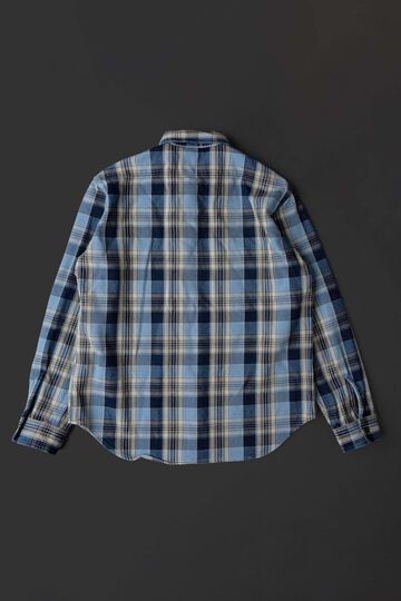 MS001G (BLC) INDIGO CHECK FLANNEL SHIRT,BLUE, small image number 7