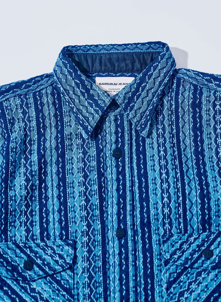 SSS25-SKS Natural Indigo Stripe Shirt,, medium image number 1