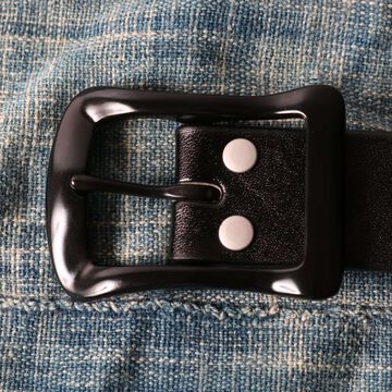 LE-4168BK "STANDARD" Big Buckle 40mm Leather Belt 【Black Color Buckle】,BLACK, small image number 4