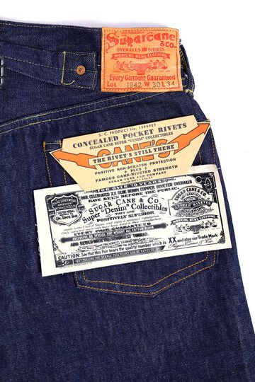Lot No. SC49005 / SUGAR CANE Super “Denim” Collectibles #05 14.25oz. BLUE DENIM WAIST OVERALLS “1942” MODEL,, small image number 6