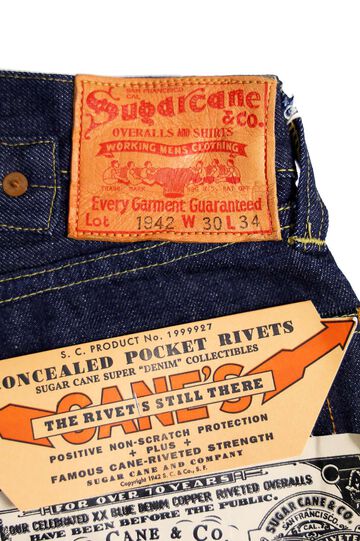 Lot No. SC49005 / SUGAR CANE Super “Denim” Collectibles #05 14.25oz. BLUE DENIM WAIST OVERALLS “1942” MODEL,, small image number 1