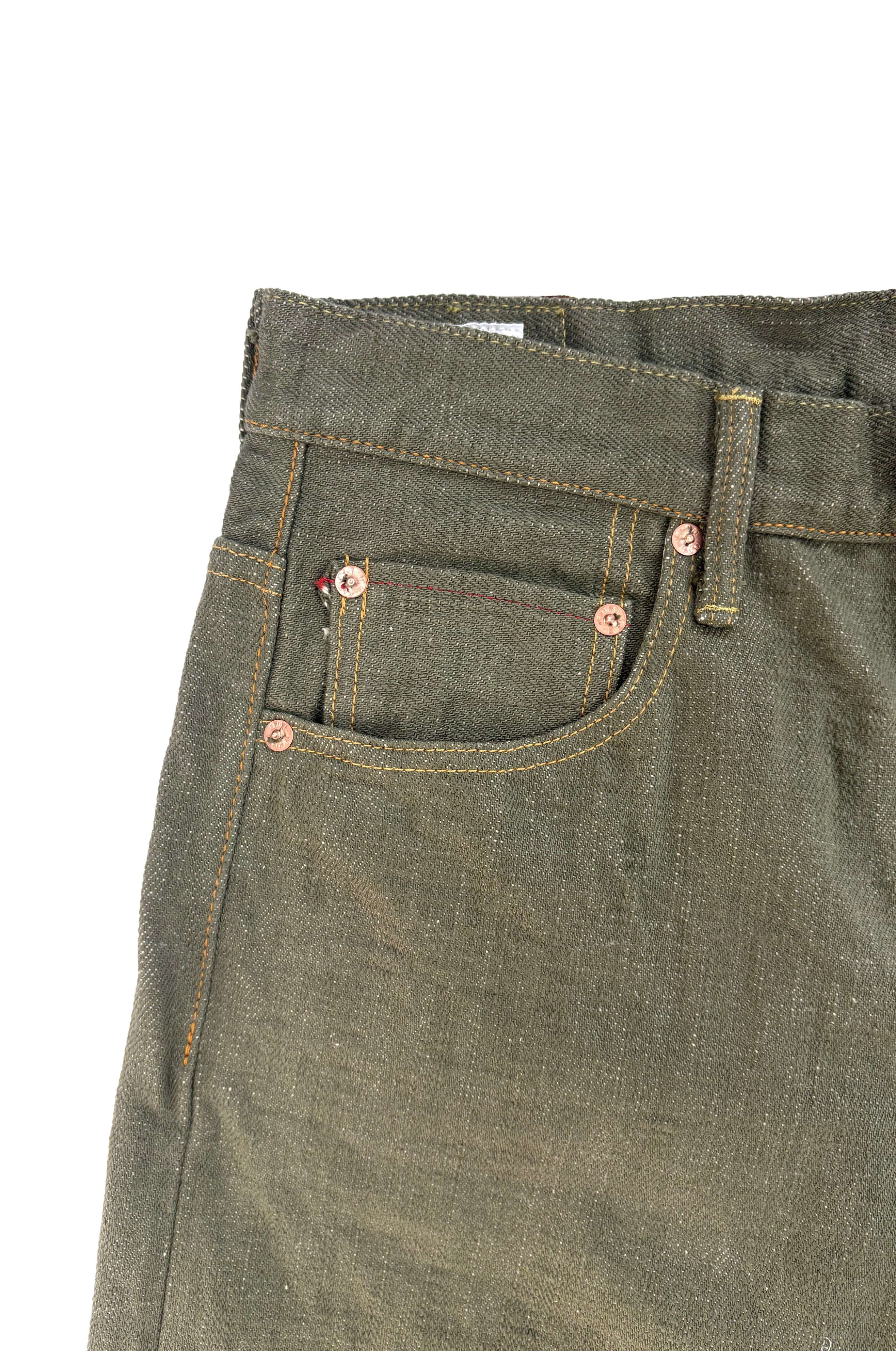 DENIMIO | ONI822-OLD18 18oz Olive Denim Super Wide Tapered