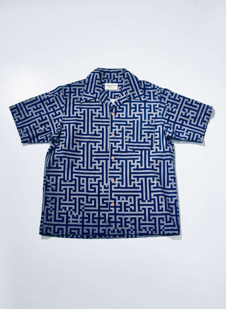 SSA26-02 Geometric Pattern Aloha Shirt,, medium