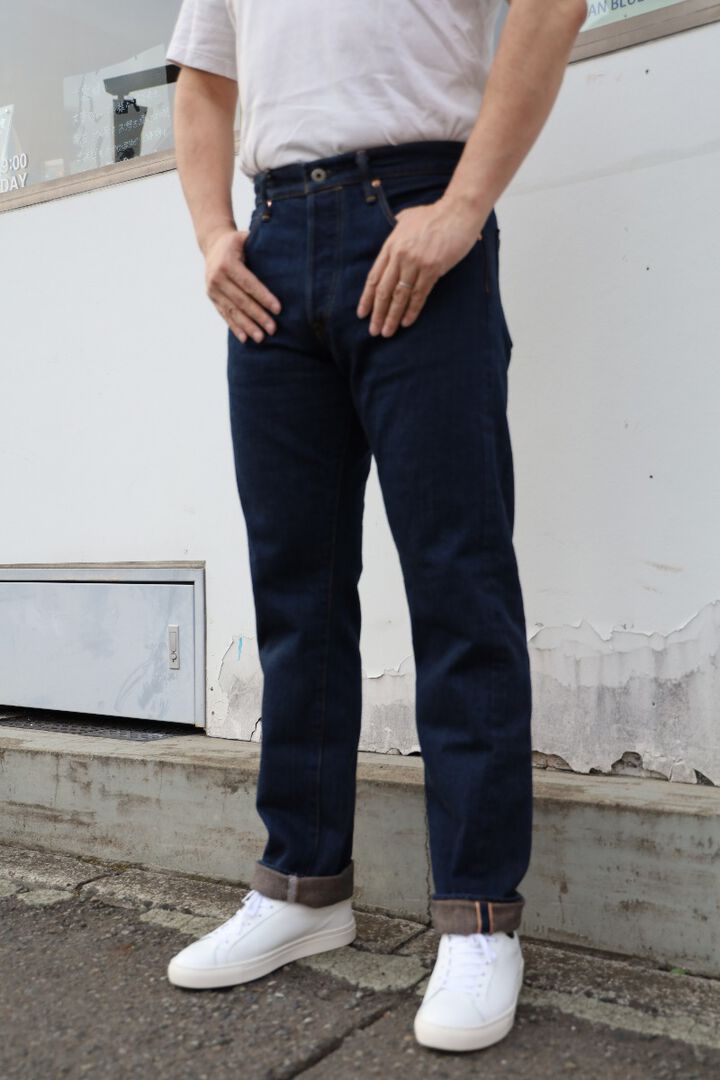 ONI-510-SHMKIWAMI-BE 16oz Natural Indigo Rope Dyed Denim Topping with Beige Semi-Handmade Straight-One Washed-29,, medium image number 7