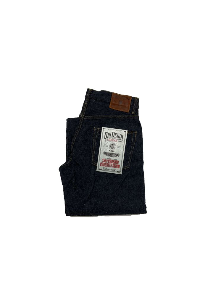 ONI222CCD-GOLV 15oz Crushed Concrete Denim Weft: Grayish Olive Kabuki Selvedge Super Wide Straight,, medium