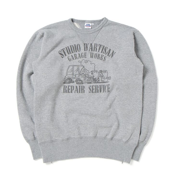 9987B Double V gasset sinker print sweat shirt(4 COLORS),OATMEAL, medium image number 2