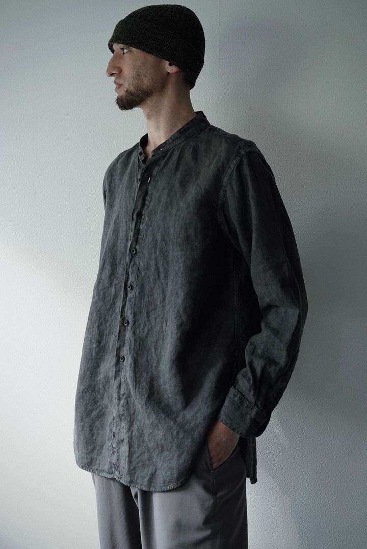 241SH08 ND-Linen Poplin / Granpa Shirts,LOGWOOD BLACK, medium image number 13