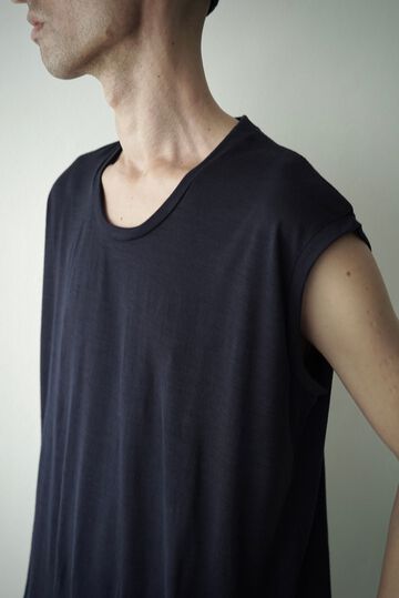 【CAPERTICA】CAP711CS02 Super120s Washable Wool jersey / Loosey Tank_Top,BLACK, small image number 6