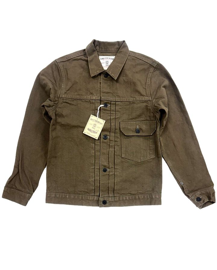 ONI01507L-HOX-OLB 13oz Sulfur dye Heavy Oxford Olive Brown TypeⅠJacket,, medium
