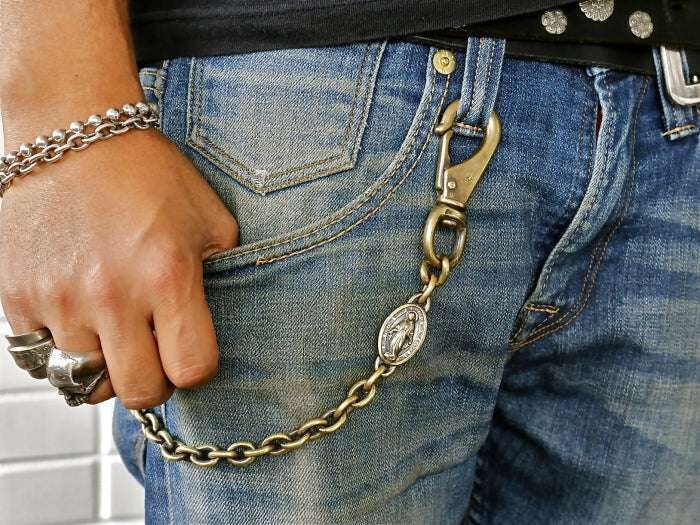 13AD-370 Brass Wallet Chain -Mary & Diamond-